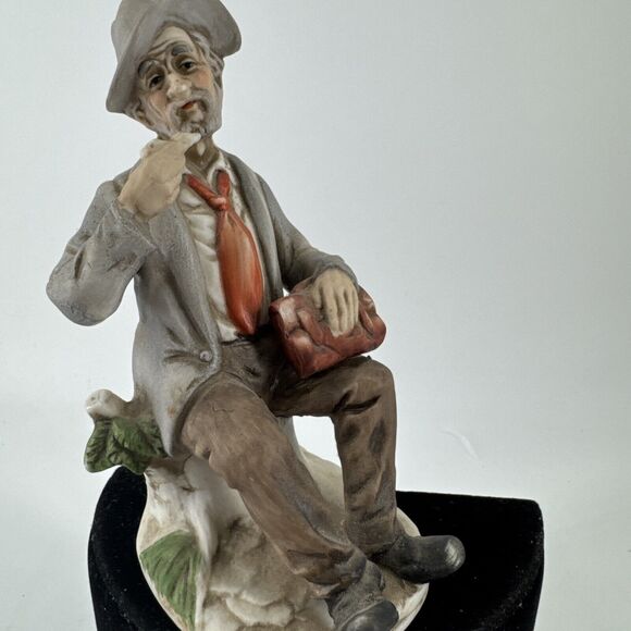 Porcelain Figurine Old Man Smoking Pipe Tobacco 5.5” T 1980s Figurine - Picture 7 of 10